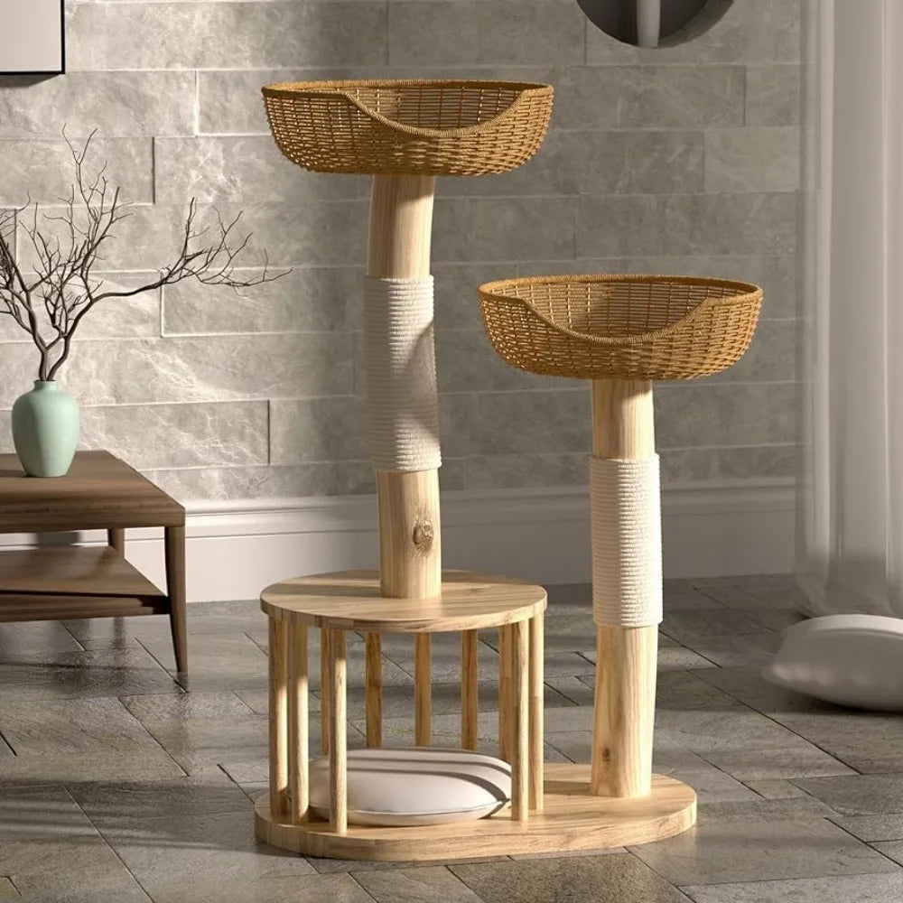 Natural Wood Cat Tree Sanctuary