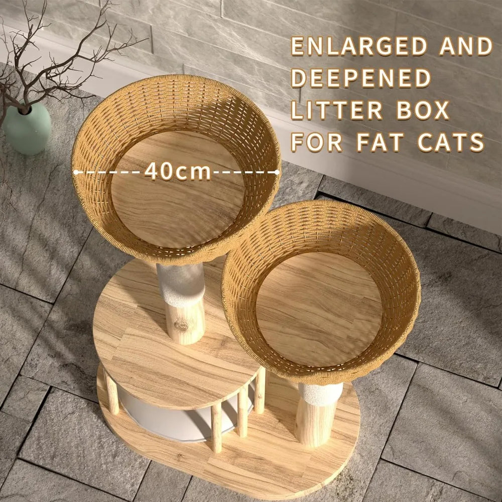 Natural Wood Cat Tree Sanctuary