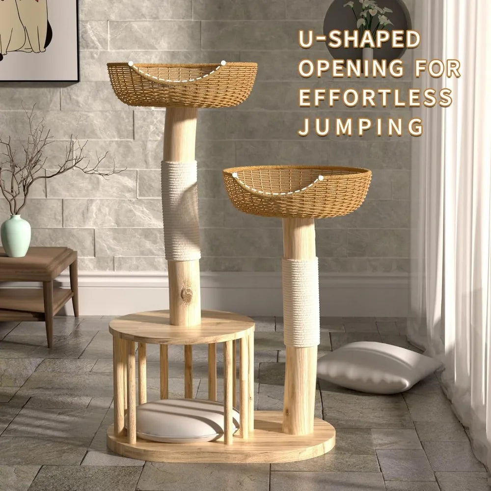 Natural Wood Cat Tree Sanctuary
